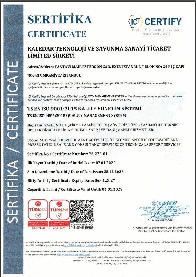 ISO 9001 Sertifikası